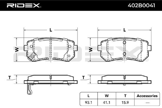 RIDEX Bremsbelagsatz Bremsbeläge Hinten für HYUNDAI Tucson (TL, TLE) für KIA Bild RIDEX Bremsbelagsatz Bremsbeläge Hinten für HYUNDAI Tucson (TL, TLE) für KIA