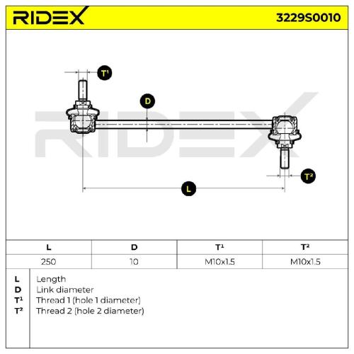 RIDEX 1x Koppelstange Stabilisator Vorne beidseitig für FORD MONDEO III Kombi Bild RIDEX 1x Koppelstange Stabilisator Vorne beidseitig für FORD MONDEO III Kombi