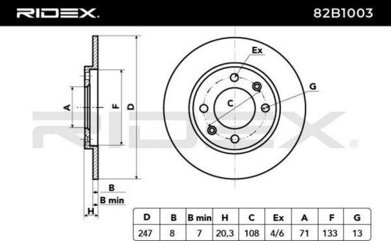 RIDEX 82B1003 2x Bremsscheiben Hinten Ø247mm voll passend für PEUGEOT Bild RIDEX 82B1003 2x Bremsscheiben Hinten Ø247mm voll passend für PEUGEOT