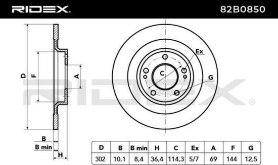 RIDEX 82B0850 2x Bremsscheiben Hinten Ø302mm voll für MITSUBISHI ASX (GAW) Bild RIDEX 82B0850 2x Bremsscheiben Hinten Ø302mm voll für MITSUBISHI ASX (GAW)