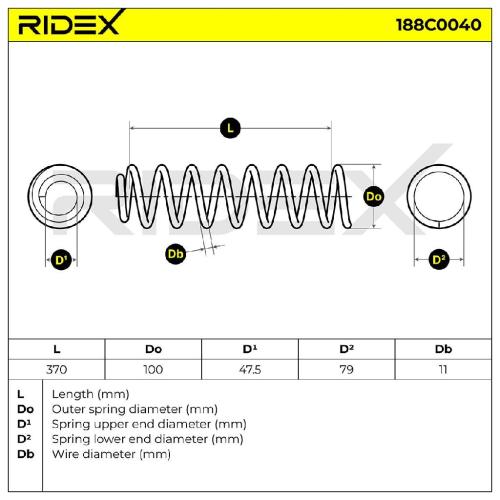 RIDEX 188C0040 2x Federn Fahrwerksfedern Hinten für RENAULT Megane 1I Kombi Bild RIDEX 188C0040 2x Federn Fahrwerksfedern Hinten für RENAULT Megane 1I Kombi