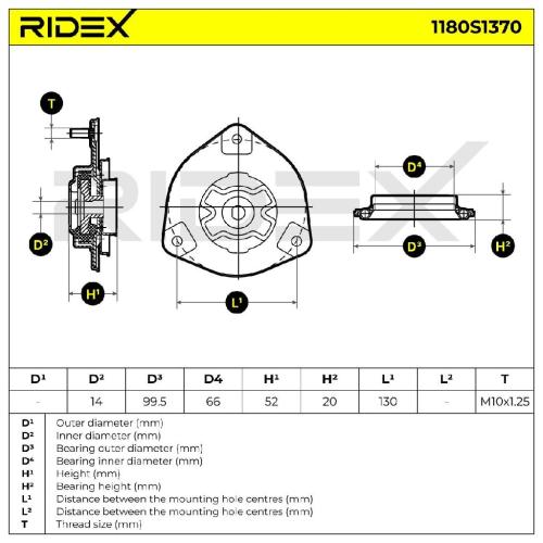 RIDEX 1180S1370 Federbeinstützlager Vorne rechts für HYUNDAI Tucson (TL, TLE) Bild RIDEX 1180S1370 Federbeinstützlager Vorne rechts für HYUNDAI Tucson (TL, TLE)