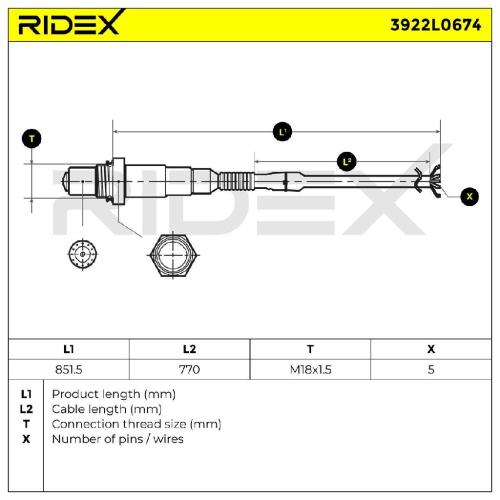 RIDEX 3922L0674 Lambdasonde Oxygen O2 Sensor Beheizt für VW Golf 5II Schrägheck Bild RIDEX 3922L0674 Lambdasonde Oxygen O2 Sensor Beheizt für VW Golf 5II Schrägheck