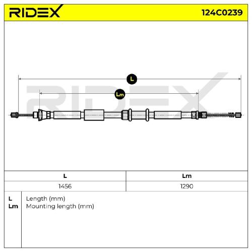 RIDEX Handbremsseil Hinten für FIAT PUNTO (176) Bild RIDEX Handbremsseil Hinten für FIAT PUNTO (176)