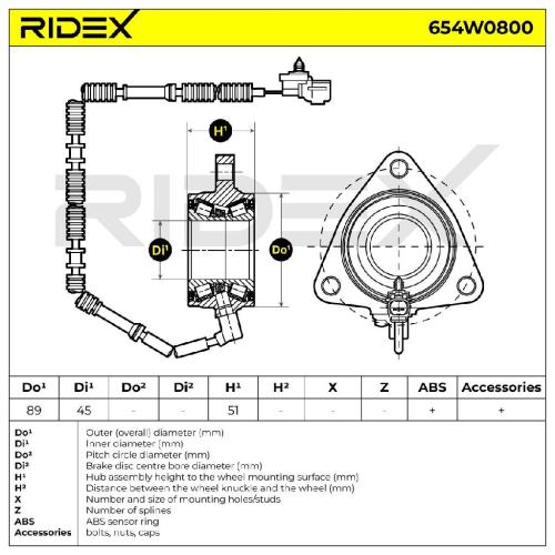 RIDEX 654W0800 Radlagersatz pro 1 Rad Vorne für SSANGYONG Rexton / Rexton II Bild RIDEX 654W0800 Radlagersatz pro 1 Rad Vorne für SSANGYONG Rexton / Rexton II