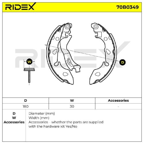 RIDEX Bremsbacken Satz für Trommelbremse Hinten mit Handbremshebel für FIAT Bild RIDEX Bremsbacken Satz für Trommelbremse Hinten mit Handbremshebel für FIAT