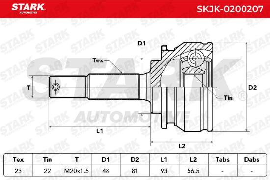 STARK SKJK-0200207 Gelenksatz Antriebswelle Achswelle radseitig Vorne für NISSAN Bild STARK SKJK-0200207 Gelenksatz Antriebswelle Achswelle radseitig Vorne für NISSAN