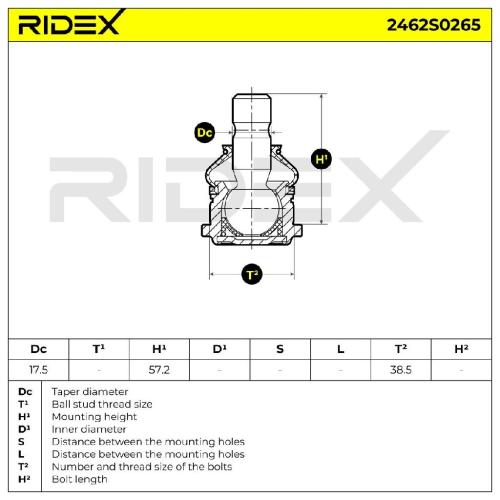RIDEX 2462S0265 Traggelenk Führungsgelenk Vorne für FORD Fiesta Mk6 Schrägheck Bild RIDEX 2462S0265 Traggelenk Führungsgelenk Vorne für FORD Fiesta Mk6 Schrägheck