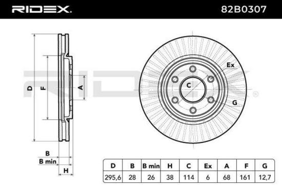 RIDEX 82B0307 2x Bremsscheiben Vorne Ø295,6mm Belüftet für NISSAN Bild RIDEX 82B0307 2x Bremsscheiben Vorne Ø295,6mm Belüftet für NISSAN