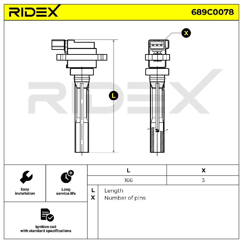 RIDEX 689C0078 Zündspule 12V für SUZUKI Grand Vitara II SUV (JT, TE, TD)