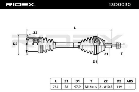 RIDEX Antriebswelle Achswelle Vorderachse/Vorne rechts für VW 1K0407762QV Bild RIDEX Antriebswelle Achswelle Vorderachse/Vorne rechts für VW 1K0407762QV