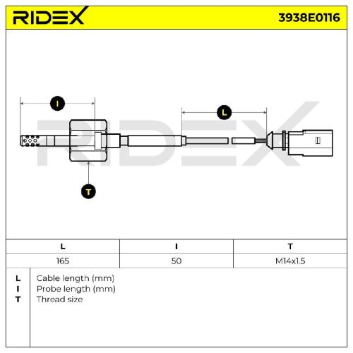 RIDEX 3938E0116 Abgastemperatursensor vor DPF für VW CRAFTER 30-50 Kasten (2E) Bild RIDEX 3938E0116 Abgastemperatursensor vor DPF für VW CRAFTER 30-50 Kasten (2E)