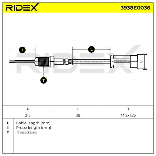 RIDEX 3938E0036 Abgastemperatursensor 2-Polig für HYUNDAI i20 (PB, PBT) Bild RIDEX 3938E0036 Abgastemperatursensor 2-Polig für HYUNDAI i20 (PB, PBT)