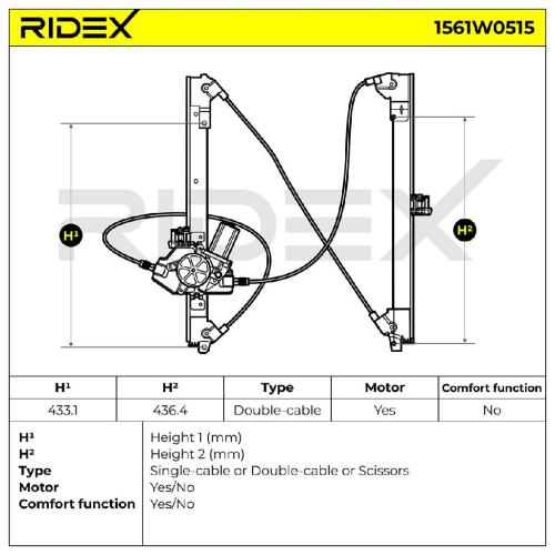 RIDEX 1561W0515 Fensterheber Vorne Rechts Elektrisch mit Elektromotor 8200325135 Bild RIDEX 1561W0515 Fensterheber Vorne Rechts Elektrisch mit Elektromotor 8200325135
