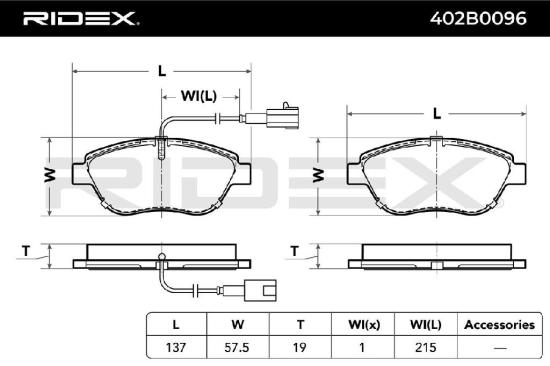 RIDEX Bremsbelagsatz Bremsbeläge Vorne für FIAT GRANDE PUNTO (199) PUNTO EVO Bild RIDEX Bremsbelagsatz Bremsbeläge Vorne für FIAT GRANDE PUNTO (199) PUNTO EVO