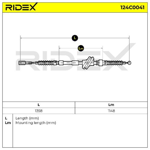 RIDEX Handbremsseil Hinten Rechts für AUDI 80 Limousine (8C2, B4) Bild RIDEX Handbremsseil Hinten Rechts für AUDI 80 Limousine (8C2, B4)