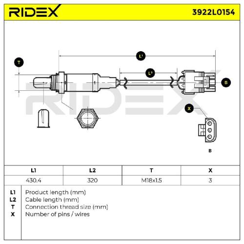 RIDEX 3922L0154 Lambdasonde Oxygen O2 Sensor Beheizt für RENAULT Twingo 1 (C06) Bild RIDEX 3922L0154 Lambdasonde Oxygen O2 Sensor Beheizt für RENAULT Twingo 1 (C06)