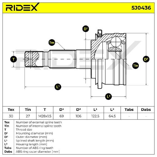 RIDEX 5J0436 Gelenksatz Antriebswelle Achswelle Vorne für TOYOTA LAND CRUISER 90 Bild RIDEX 5J0436 Gelenksatz Antriebswelle Achswelle Vorne für TOYOTA LAND CRUISER 90