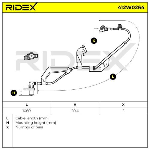 RIDEX ABS-Sensor 412W0264 Vorderachse links 1060mm für TOYOTA RAV 4 II RAV 4 I Bild RIDEX ABS-Sensor 412W0264 Vorderachse links 1060mm für TOYOTA RAV 4 II RAV 4 I