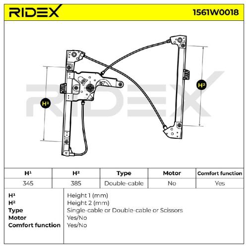 RIDEX 1561W0018 Fensterheber Vorne Rechts Elektrisch ohne Elektromotor für SKODA Bild RIDEX 1561W0018 Fensterheber Vorne Rechts Elektrisch ohne Elektromotor für SKODA