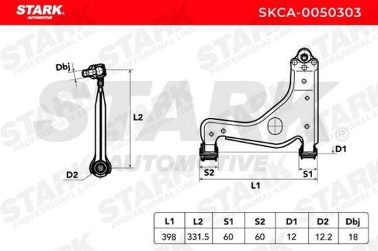STARK SKCA-0050303 Lenker Radaufhängung Querlenker Front links für OPEL ZAFIRA B Bild STARK SKCA-0050303 Lenker Radaufhängung Querlenker Front links für OPEL ZAFIRA B