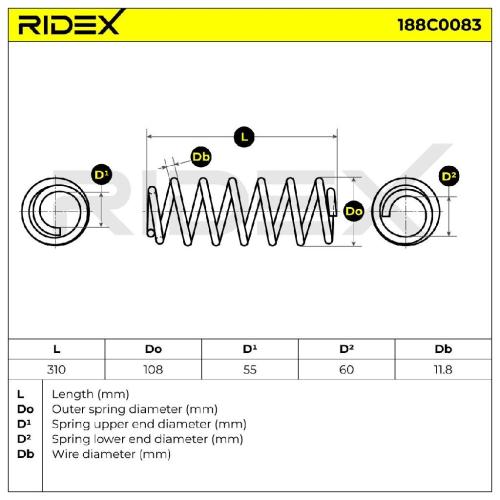 RIDEX 188C0083 2x Federn Fahrwerksfedern Hinten passend für PEUGEOT 307 CC Bild RIDEX 188C0083 2x Federn Fahrwerksfedern Hinten passend für PEUGEOT 307 CC