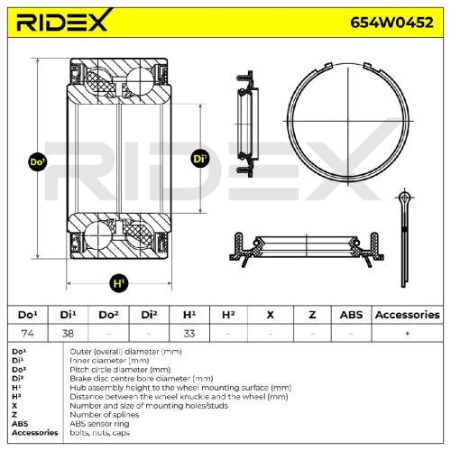 RIDEX 654W0452 Radlagersatz pro 1 Rad Vorne beidseitig für TOYOTA RAV 4 I (SXA1) Bild RIDEX 654W0452 Radlagersatz pro 1 Rad Vorne beidseitig für TOYOTA RAV 4 I (SXA1)