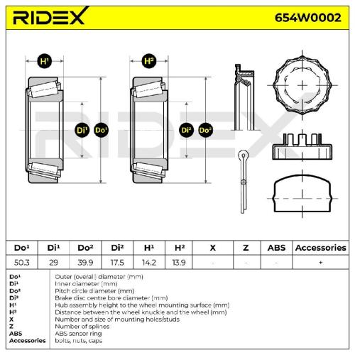 RIDEX 654W0002 Radlagersatz pro 1 Rad Hinten Vorne für VW Golf 1V Schrägheck Bild RIDEX 654W0002 Radlagersatz pro 1 Rad Hinten Vorne für VW Golf 1V Schrägheck