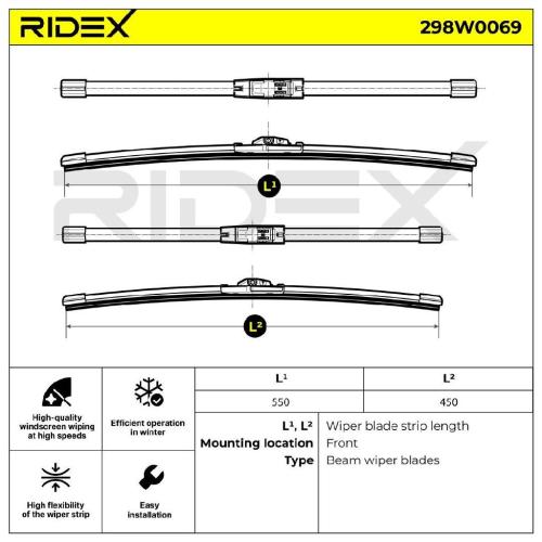 2x RIDEX Scheibenwischer Satz Wischerblätter Satz mit Spoiler Vorne Länge 1: für Bild 2x RIDEX Scheibenwischer Satz Wischerblätter Satz mit Spoiler Vorne Länge 1: für