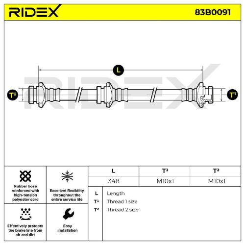 RIDEX Bremsschlauch 83B0091 HINTEN BREMSSCHLÄUCHE Länge: 345mm für SUZUKI Bild RIDEX Bremsschlauch 83B0091 HINTEN BREMSSCHLÄUCHE Länge: 345mm für SUZUKI
