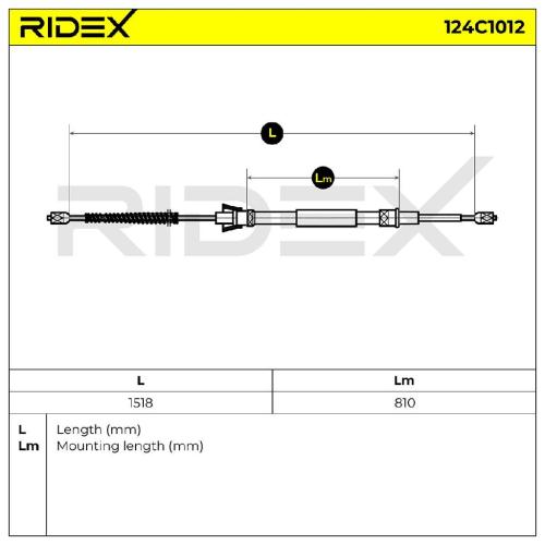 RIDEX Handbremsseil Hinten für VW up! Schrägheck (121, 122, BL1, BL2) Bild RIDEX Handbremsseil Hinten für VW up! Schrägheck (121, 122, BL1, BL2)
