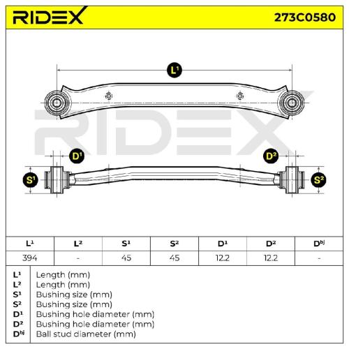RIDEX 273C0580 Lenker Radaufhängung Querlenker Rear für HYUNDAI i30 (FD) Bild RIDEX 273C0580 Lenker Radaufhängung Querlenker Rear für HYUNDAI i30 (FD)