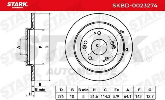 STARK SKBD-0023274 2x Bremsscheiben Hinten Ø276mm voll für HONDA CIVIC IX Bild STARK SKBD-0023274 2x Bremsscheiben Hinten Ø276mm voll für HONDA CIVIC IX