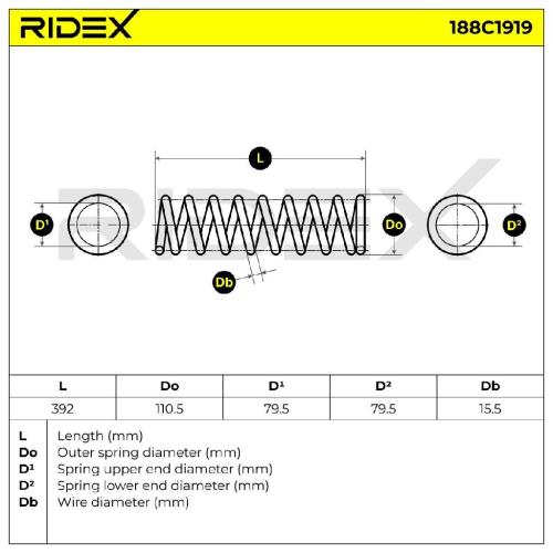 RIDEX 188C1919 2x Federn Fahrwerksfedern Vorne für NISSAN 540104KJ2B Bild RIDEX 188C1919 2x Federn Fahrwerksfedern Vorne für NISSAN 540104KJ2B