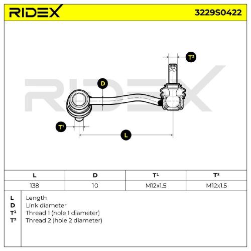 RIDEX 1x Koppelstange Stabilisator Vorne links passend für MERCEDES-BENZ Bild RIDEX 1x Koppelstange Stabilisator Vorne links passend für MERCEDES-BENZ