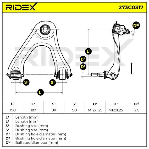 RIDEX 273C0317 Lenker Radaufhängung Querlenker Front für HONDA ACCORD V (CE, CF) Bild RIDEX 273C0317 Lenker Radaufhängung Querlenker Front für HONDA ACCORD V (CE, CF)