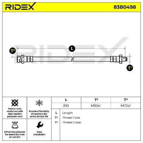 RIDEX Bremsschlauch 83B0498 VORNE BREMSSCHLÄUCHE für MITSUBISHI L 300 III Bus Bild RIDEX Bremsschlauch 83B0498 VORNE BREMSSCHLÄUCHE für MITSUBISHI L 300 III Bus