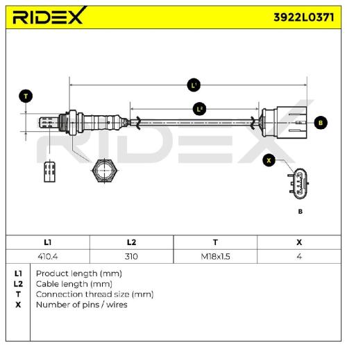 RIDEX 3922L0371 Lambdasonde Oxygen O2 Sensor Beheizt für FIAT PANDA (169) Bild RIDEX 3922L0371 Lambdasonde Oxygen O2 Sensor Beheizt für FIAT PANDA (169)