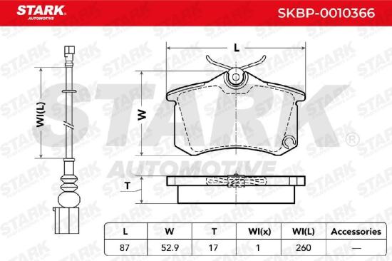 STARK Bremsbelagsatz Bremsbeläge Hinten für VW Golf 1V Schrägheck (1J1) Golf 5I Bild STARK Bremsbelagsatz Bremsbeläge Hinten für VW Golf 1V Schrägheck (1J1) Golf 5I