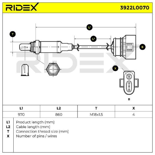 RIDEX 3922L0070 Lambdasonde an Abgaskrümmer Oxygen O2 Sensor Beheizt für BMW Bild RIDEX 3922L0070 Lambdasonde an Abgaskrümmer Oxygen O2 Sensor Beheizt für BMW