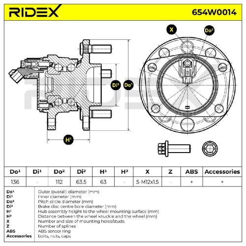 RIDEX 654W0014 Radlagersatz pro 1 Rad Hinten beidseitig Kugellager mit für FORD Bild RIDEX 654W0014 Radlagersatz pro 1 Rad Hinten beidseitig Kugellager mit für FORD
