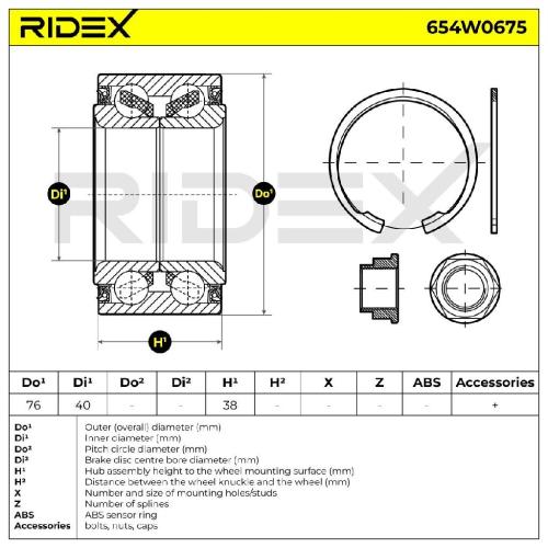 RIDEX 654W0675 Radlagersatz pro 1 Rad Vorne beidseitig für MAZDA 6 (GG) Bild RIDEX 654W0675 Radlagersatz pro 1 Rad Vorne beidseitig für MAZDA 6 (GG)