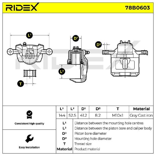 RIDEX 78B0603 Bremssattel Bremszange Hinten rechts für HYUNDAI H-1 Travel (TQ) Bild RIDEX 78B0603 Bremssattel Bremszange Hinten rechts für HYUNDAI H-1 Travel (TQ)