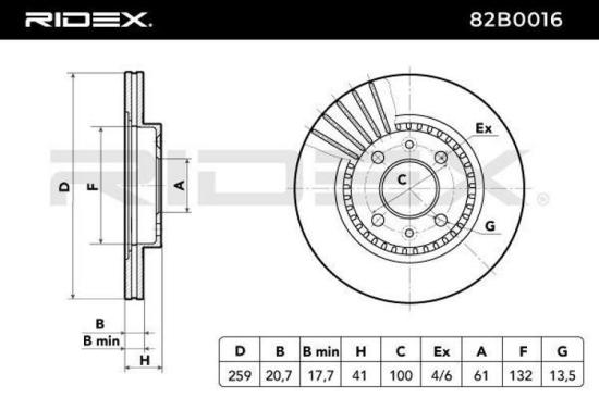 RIDEX 82B0016 2x Bremsscheiben Vorne Ø259mm Belüftet für RENAULT Twingo 1I Bild RIDEX 82B0016 2x Bremsscheiben Vorne Ø259mm Belüftet für RENAULT Twingo 1I