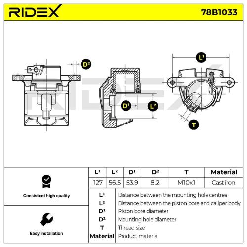 RIDEX 78B1033 Bremssattel Bremszange Vorne links für MAZDA MX-5 III (NC) Bild RIDEX 78B1033 Bremssattel Bremszange Vorne links für MAZDA MX-5 III (NC)