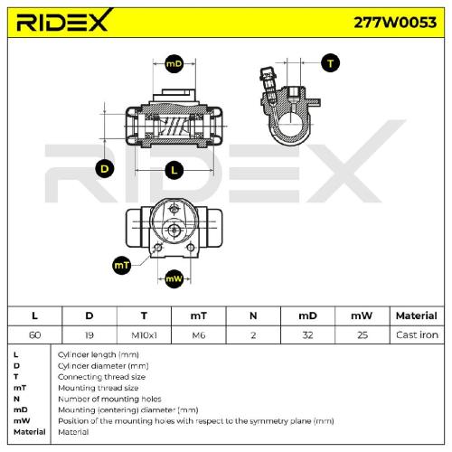 RIDEX 277W0053 1x Radbremszylinder Trommelbremse Radzylinder Hinten beidseitig Bild RIDEX 277W0053 1x Radbremszylinder Trommelbremse Radzylinder Hinten beidseitig