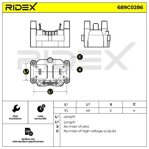 RIDEX 689C0286 Zündspule Anschlussanzahl 3 für VW Golf 1V Schrägheck (1J1) Bild RIDEX 689C0286 Zündspule Anschlussanzahl 3 für VW Golf 1V Schrägheck (1J1)