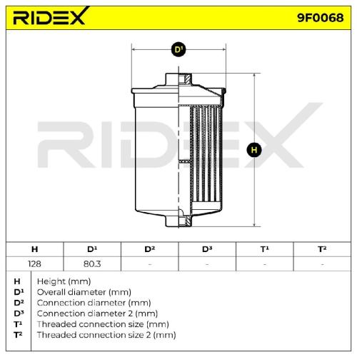 RIDEX 9F0068 Kraftstofffilter Filter Cartridge Screw-on Filter mit Dichtringen Bild RIDEX 9F0068 Kraftstofffilter Filter Cartridge Screw-on Filter mit Dichtringen