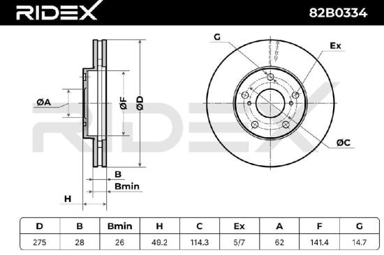 RIDEX 82B0334 2x Bremsscheiben Vorne Ø275mm Belüftet für TOYOTA PREVIA Bild RIDEX 82B0334 2x Bremsscheiben Vorne Ø275mm Belüftet für TOYOTA PREVIA