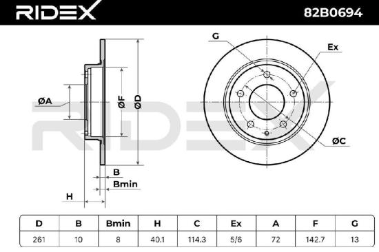 RIDEX 82B0694 2x Bremsscheiben Hinten Ø261mm voll für MAZDA PREMACY (CP) Bild RIDEX 82B0694 2x Bremsscheiben Hinten Ø261mm voll für MAZDA PREMACY (CP)